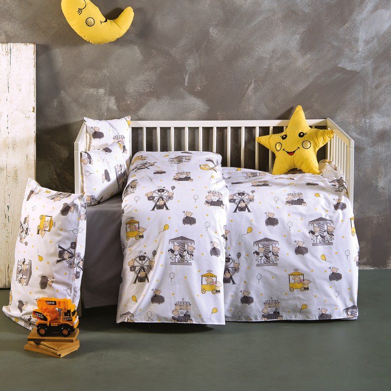 Σετ Σεντόνια Βαμβακερά Κούνιας 120x160εκ. Luna Park Grey SB HOME (Ύφασμα: Βαμβάκι 100%, Χρώμα: Γκρι) - SBaby - 5206864065482